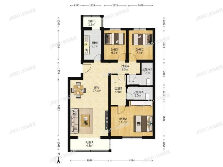 丰台区 建欣苑六里7号楼5层2单元501室