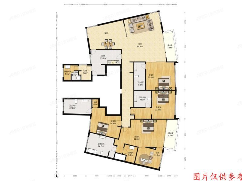 ※朝阳区 朝阳公园南路6号5幢8层5-5-8C及-1层498车库（公园大道）
