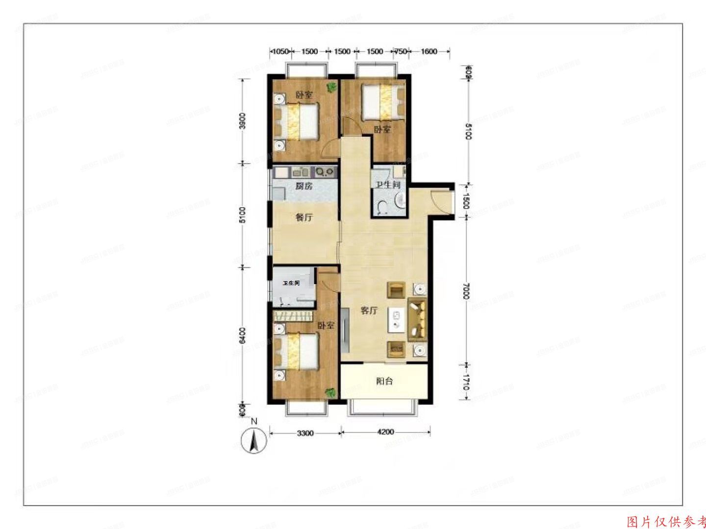 通州区 云景北里57号楼5层1单元0505号（时尚街区西区）