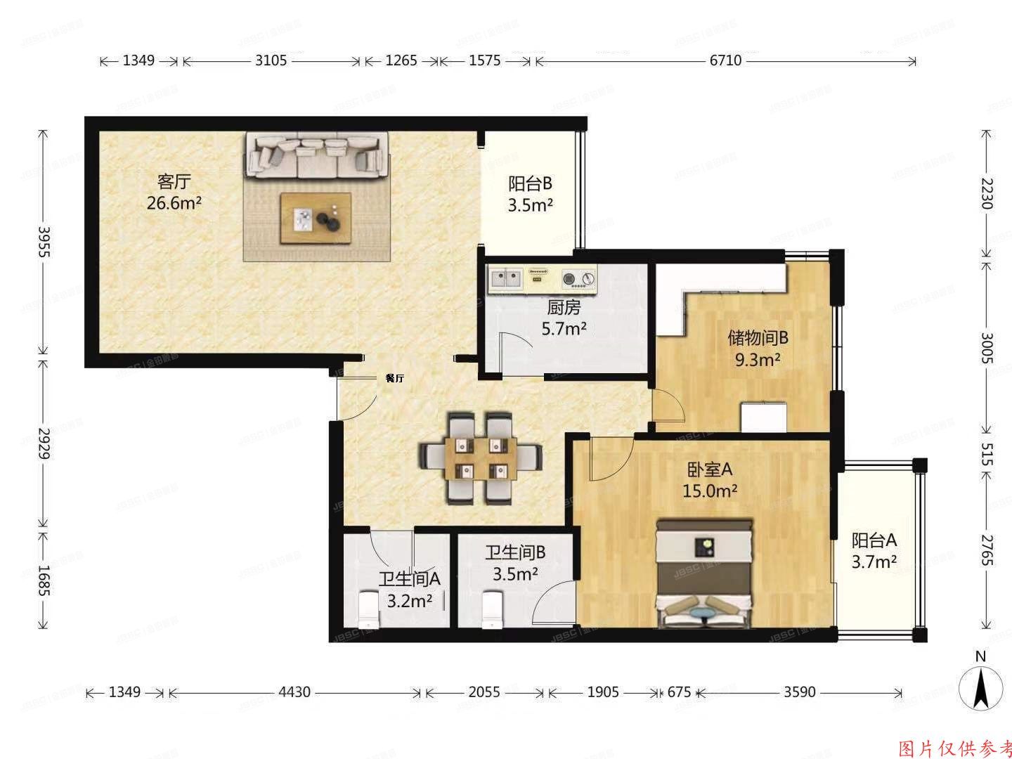 朝阳区 九龙山家园2号楼20层3门2004号（九龙花园）