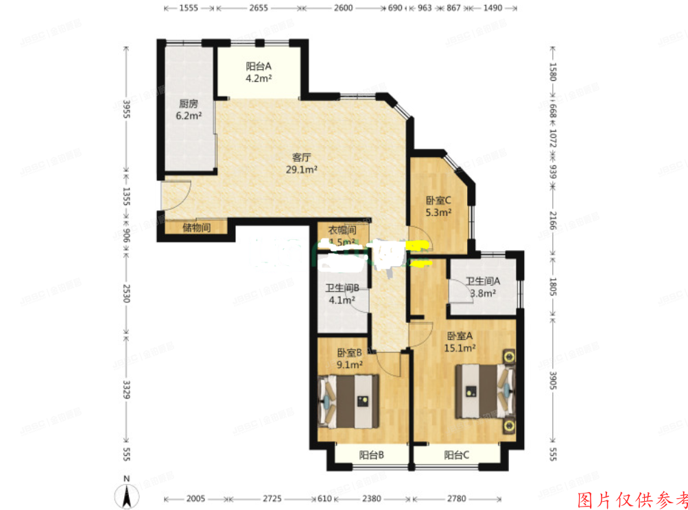 丰台区六里桥 华源四里2号楼19层A座1901（威尔夏大道）