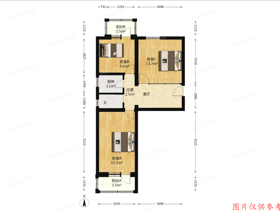 西城区 草岚子胡同2号楼3层2单元303号