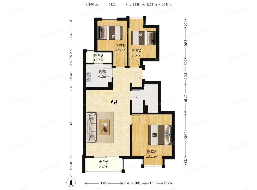 房山区-长阳镇 加州水郡192号8层3单元801室