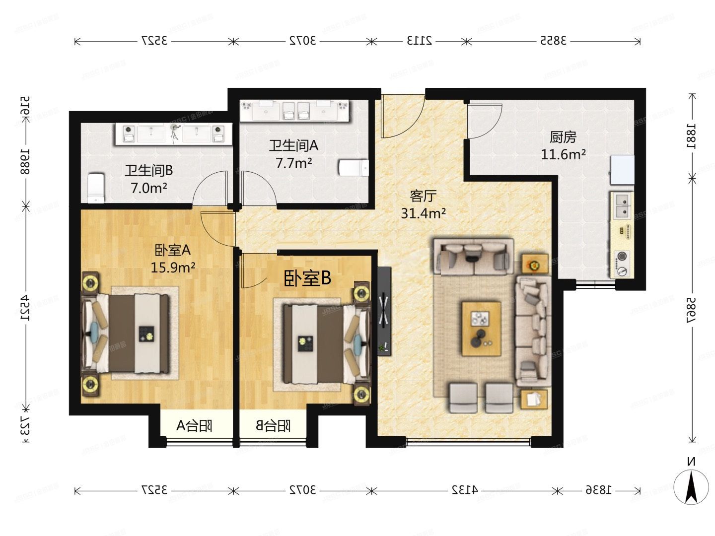 朝阳区 望京东园五区503号楼21层1单元2502（融科橄榄城）
