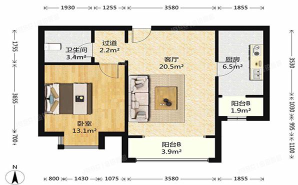 大兴区 泰河园七里1号楼3层2单元302