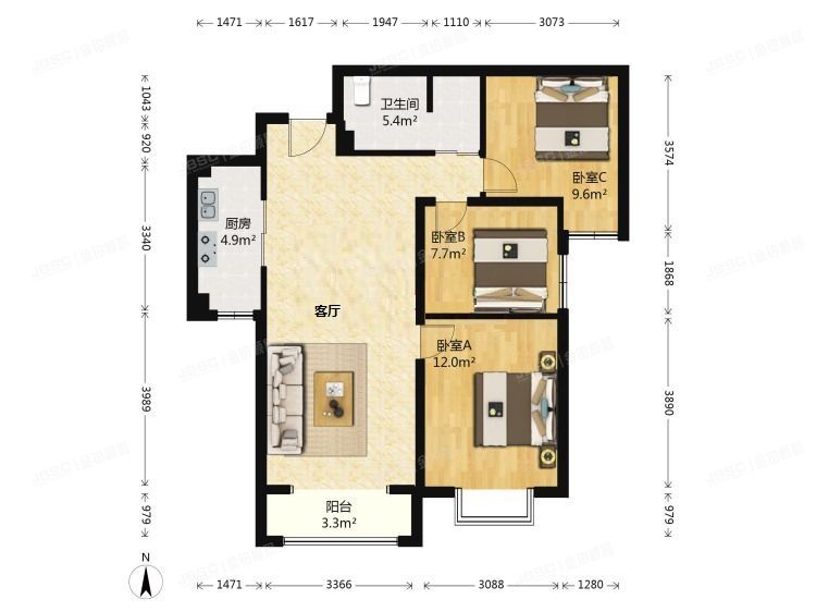 丰台区  太柏西路2号院6号楼2层三单元202号（珠光逸景家园）