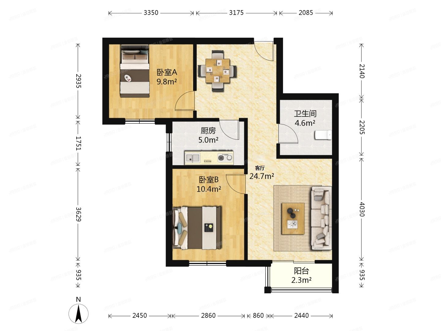 大兴区 团河路48号院7号楼2层4单元203(盛嘉华苑)