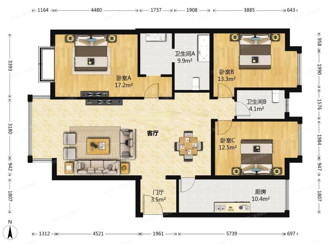 通州区 玉带河东街2号院2号楼23层6单元6275室（运河明珠家园）