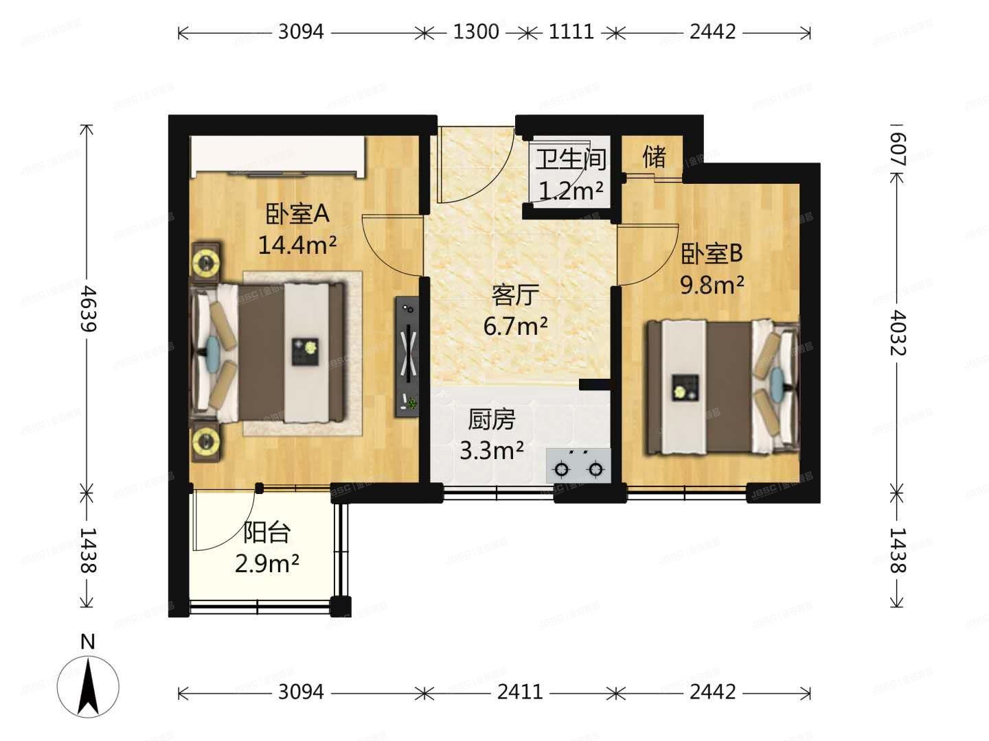 朝阳区 裕中东里一号院1号楼1单元302号（裕民路1号院）房改房