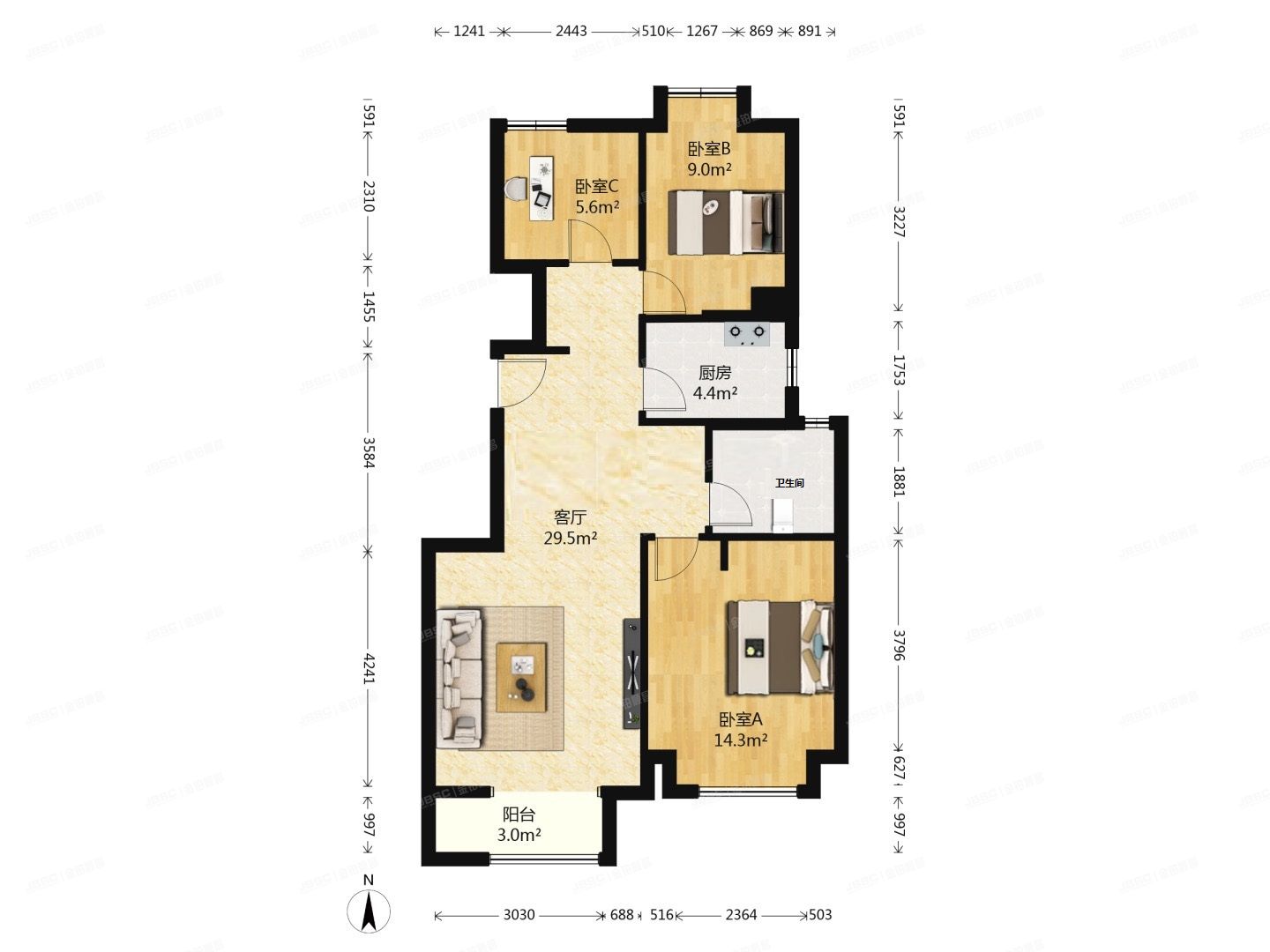 大兴区 乐园路22号院3号楼6层3单元602（金地仰山东区）