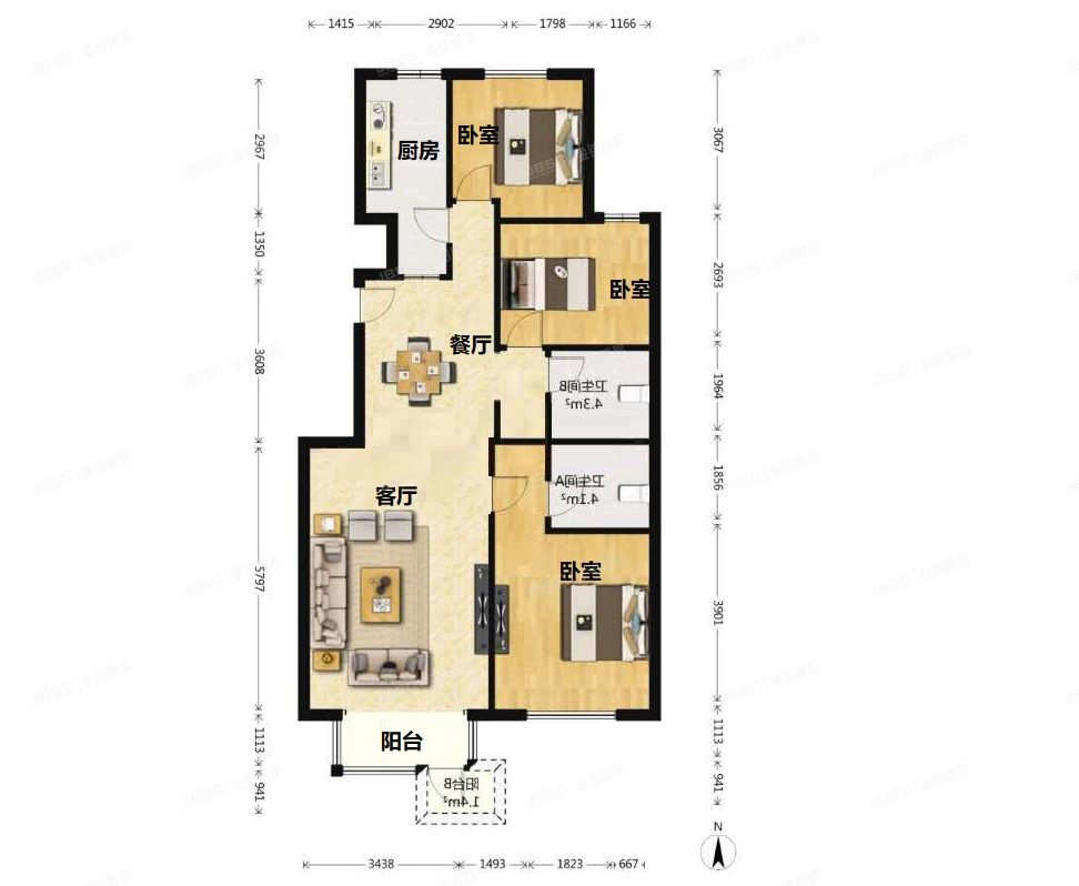 朝阳区 金蝉欢乐园2号院4号楼11层5单元1102室（华侨城）