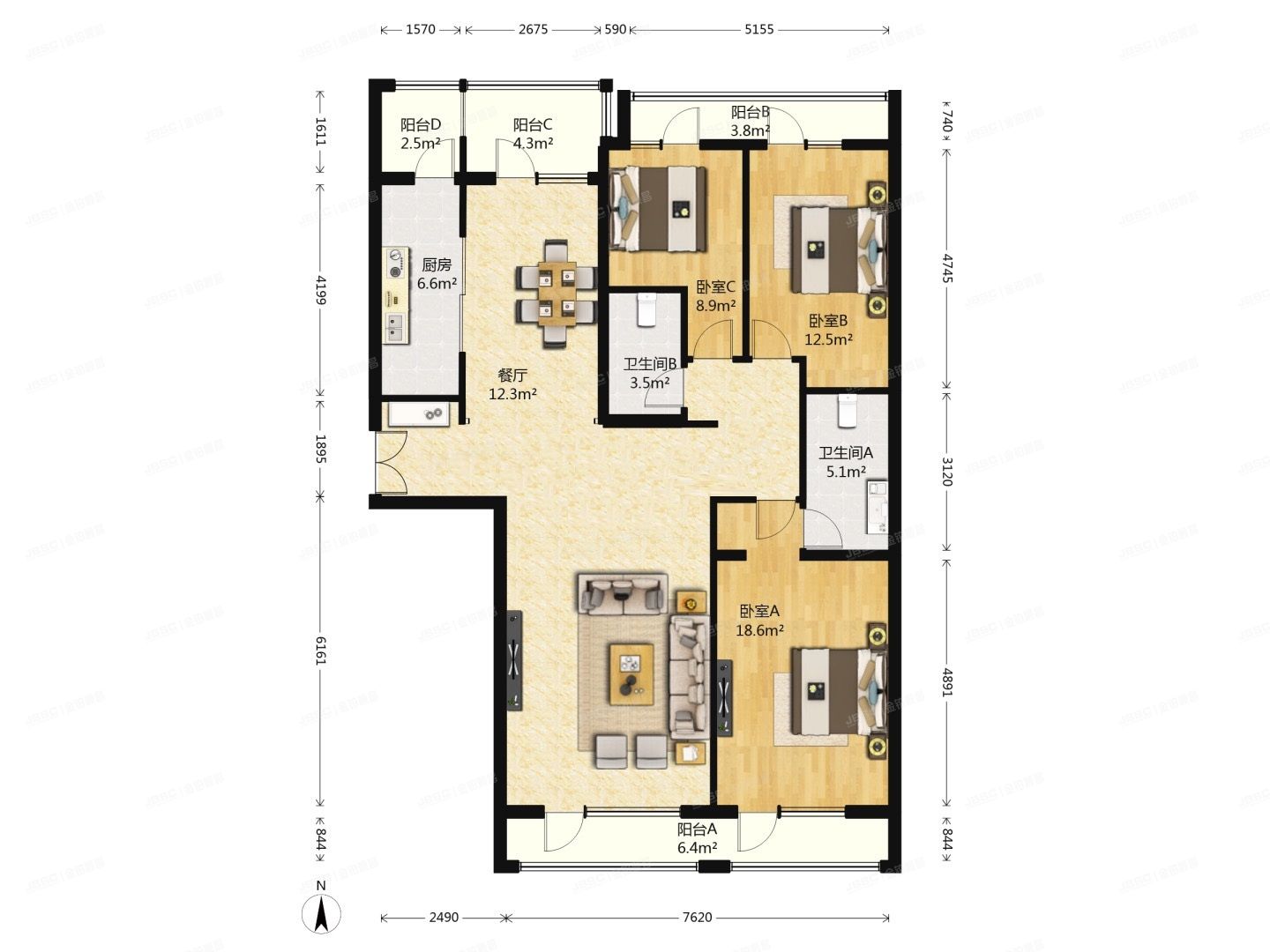朝阳区 黄厂南里1号院5号楼11层2单元1201号（富力又一城）