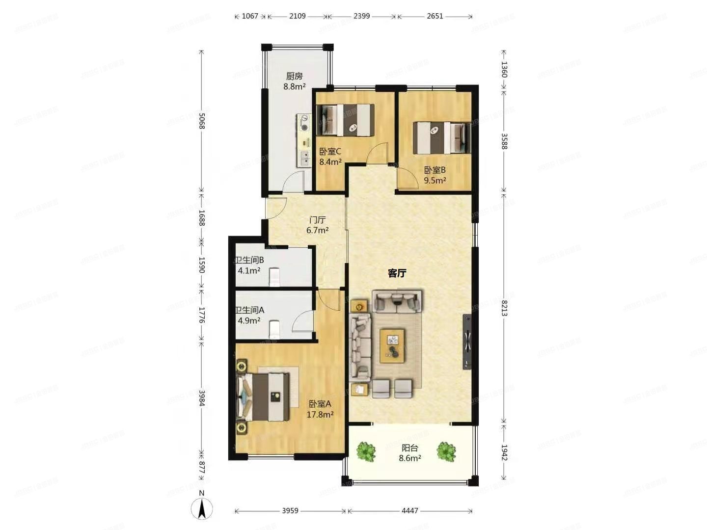 昌平区-北七家镇 名流花园欧风苑3号楼1层2单元212号（名流花园欧风苑）