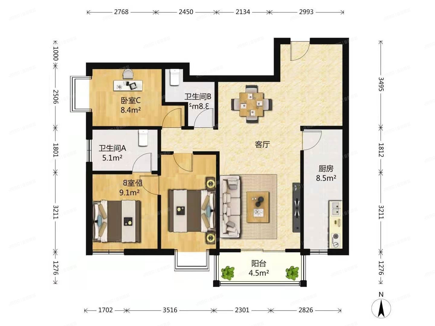 朝阳区 安慧东里2号院1号楼4层4-D2号（盛和家园）