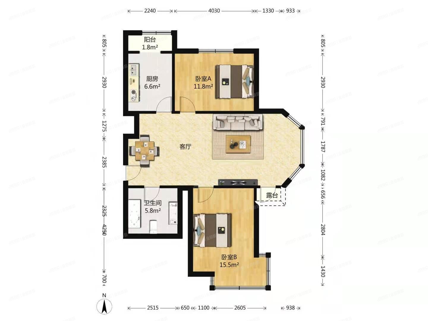 大兴区-黄村镇 滨河北里18号楼15层1-1501（那尔水晶城）
