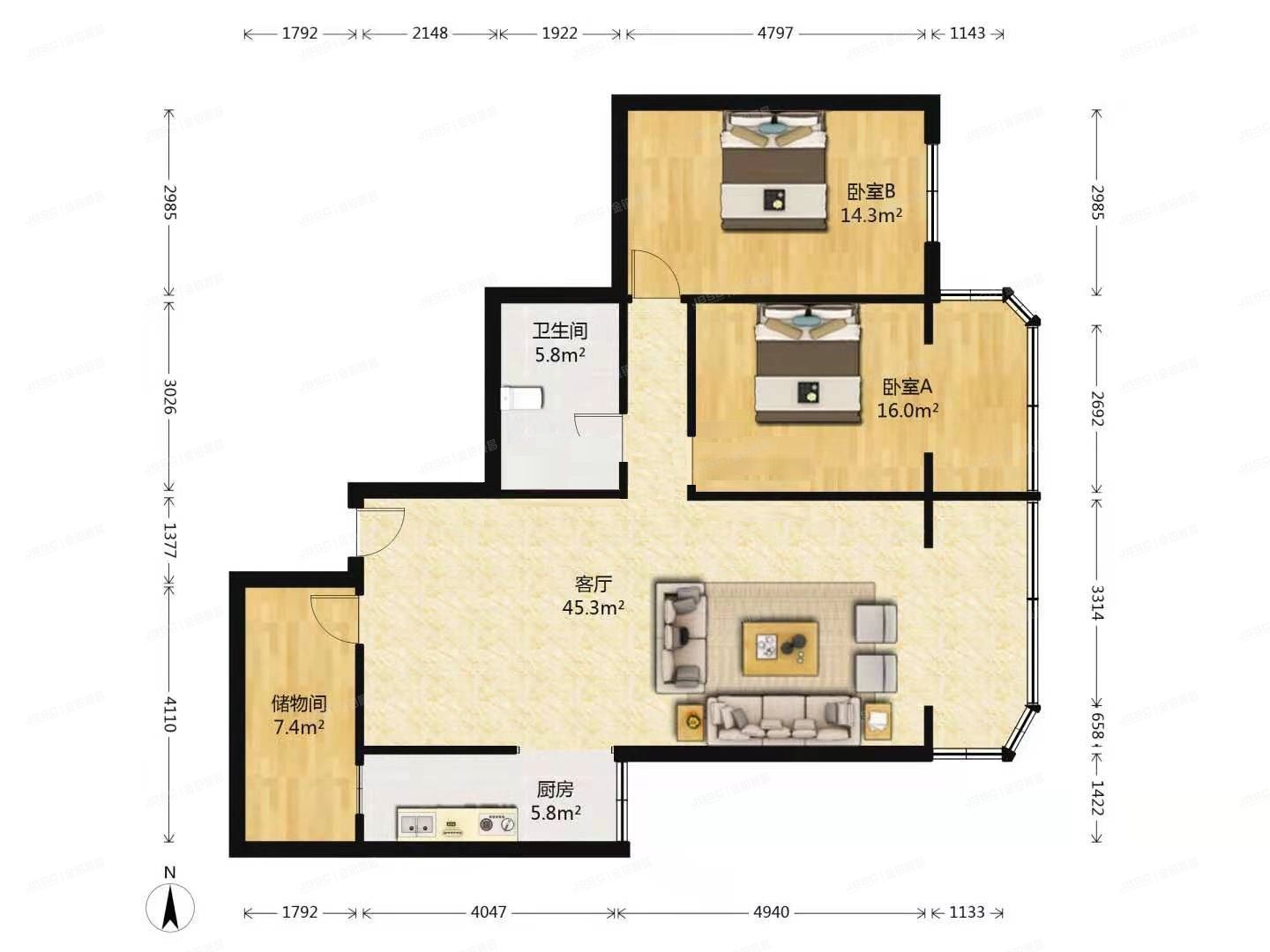 朝阳区 双花园南里一区7号楼22层2204号