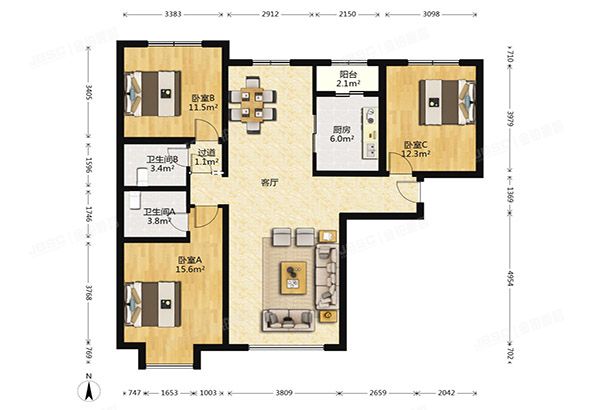 昌平区 龙锦一街37号院二区2号楼24层2单元2401号（公园悦府）