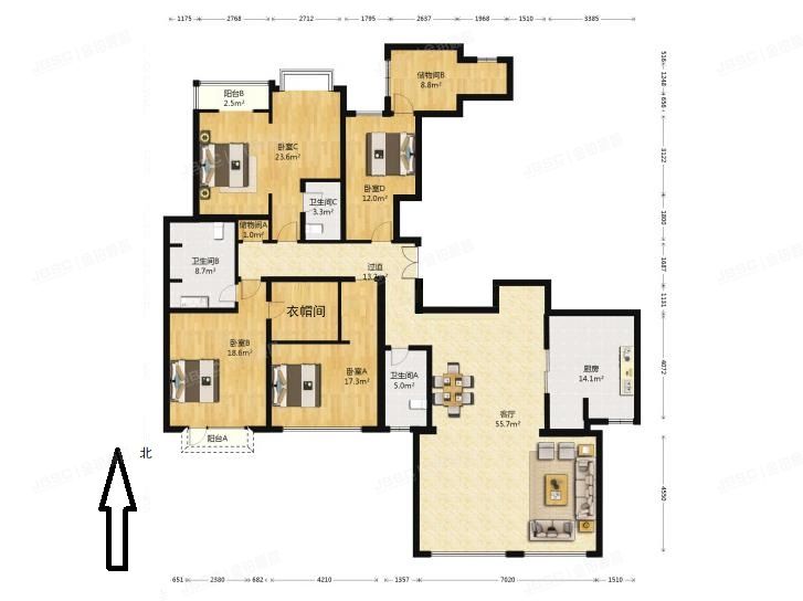朝阳区 清林路1号院6号楼10层5单元1103（世茂奥临花园）