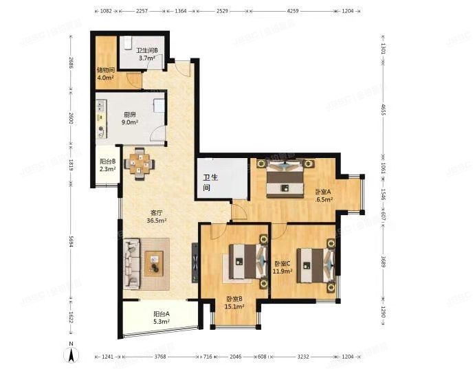 海淀区 首体南路20号7号楼17层1701号（国兴家园）