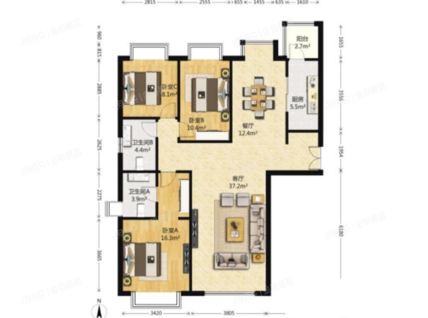 朝阳区 黄厂南里1号院1号楼22层3单元2603号（富力又一城A区）