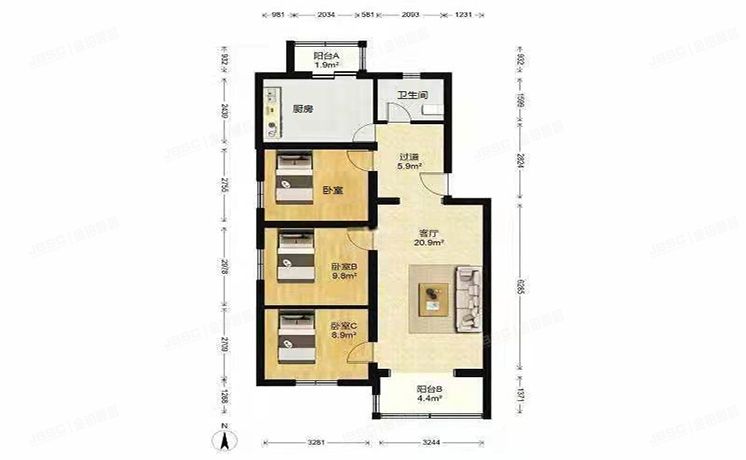 房山区-良乡 行宫园二里1号楼5层7-502（行宫园）