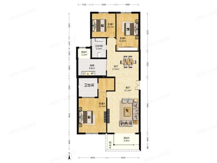 朝阳区 金蝉欢乐园2号院5号楼21层1单元2102（华侨城）