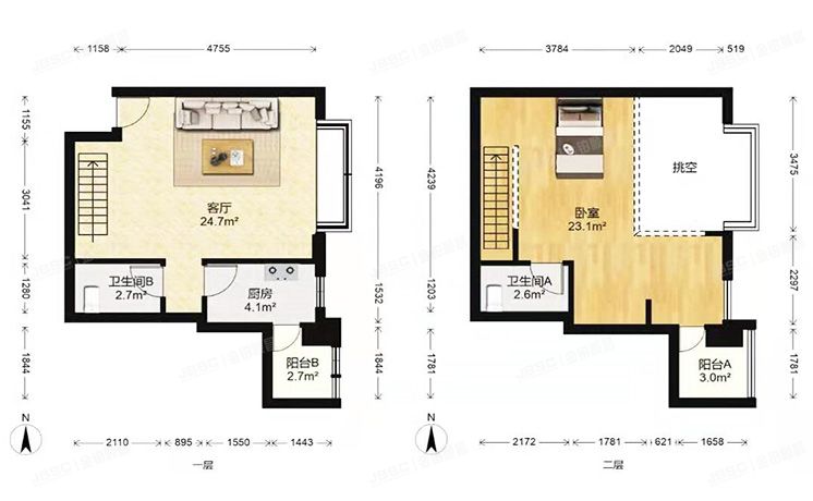 朝阳区 建华南路17号A座11层11E2（丽舍公寓A座1106）复式