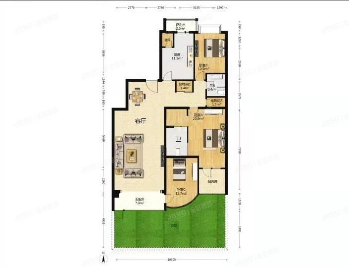 海淀区 上河村一区1号楼1层5单元101室（鲁艺上河村）