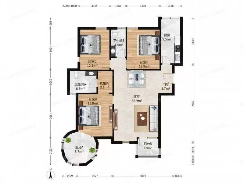 朝阳区 望京东园204号楼10层一单元1003（慧谷阳光二期）