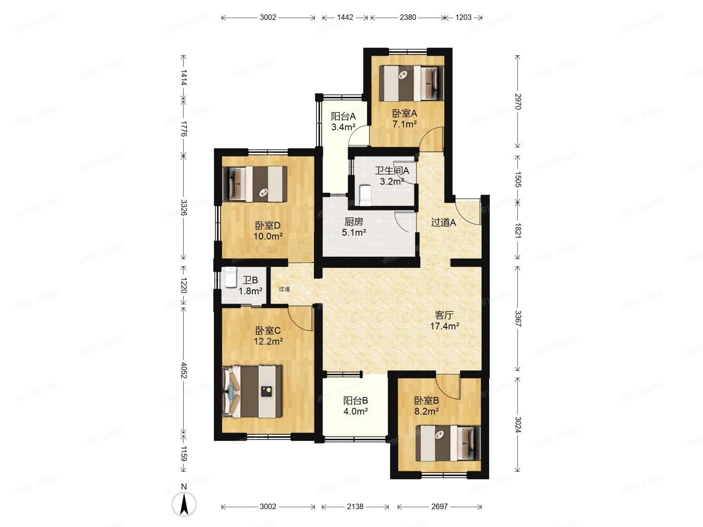 房山区 良乡行宫园四里3号楼1层6-102（行宫园四里）
