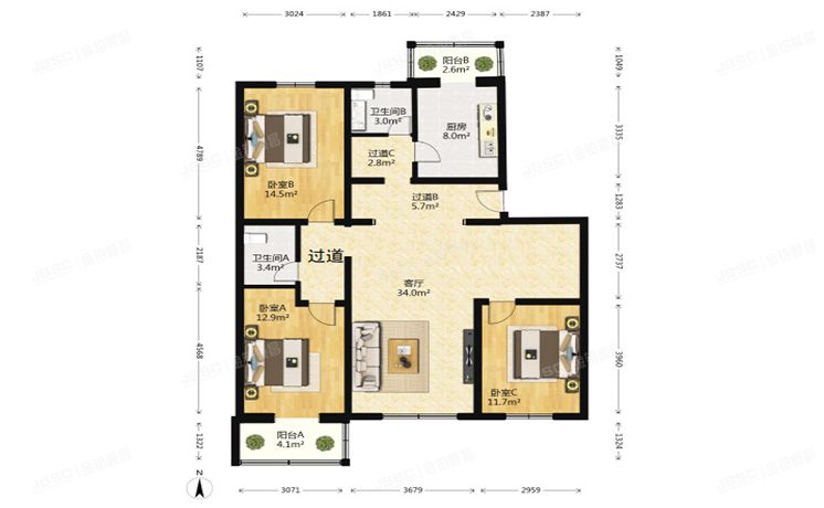 通州区 梨花园15号楼2层222