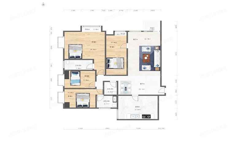 朝阳区 丽晶苑一层1A、二层2A