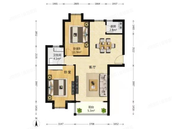 通州区 杨庄南里64号楼26层6单元2603（世纪星城）
