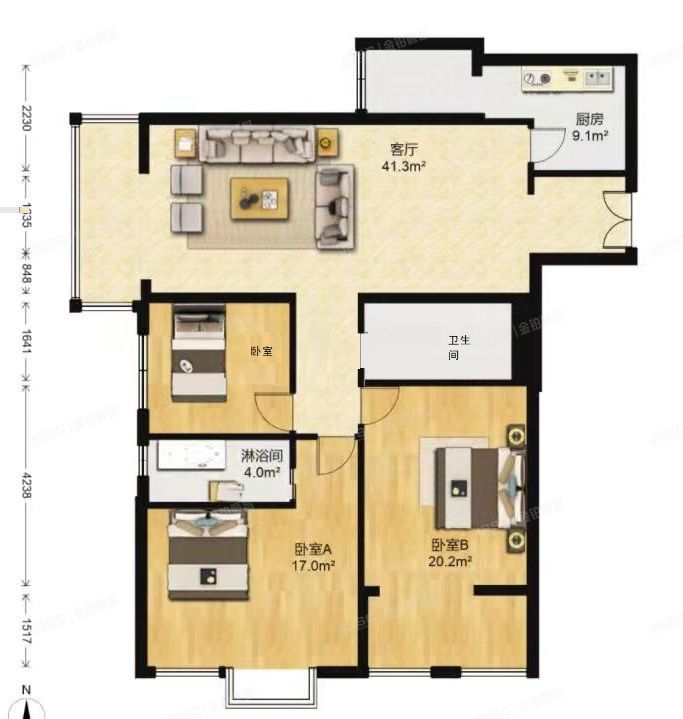 东城区 忠实里南街甲6号楼2211（远洋德邑）