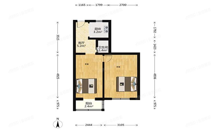 东城区 青年湖南里2号楼2层203号（青年湖南里）房改房