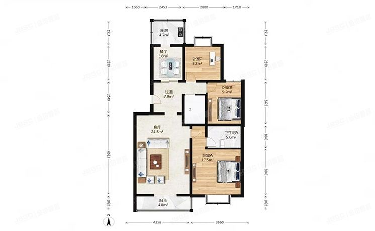 顺义区 马坡花园二区28号楼3层5门301室