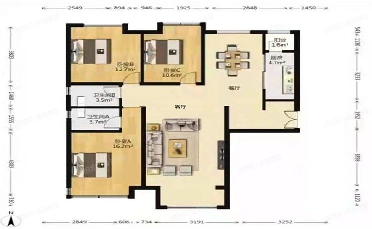 朝阳区 南磨房路16号院1号楼3单元1601号（禧福汇）