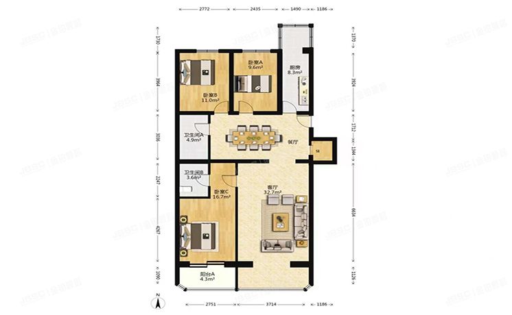 昌平区 昌平镇白浮泉路拓然家苑7号楼6层3单元602号（拓然家苑）
