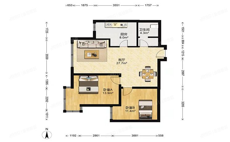 丰台区 首经贸中街1号院7号楼12层1205号（万年花城）按经适房管理