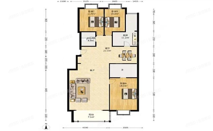 海淀区 金晖嘉园3号楼7层2门801号