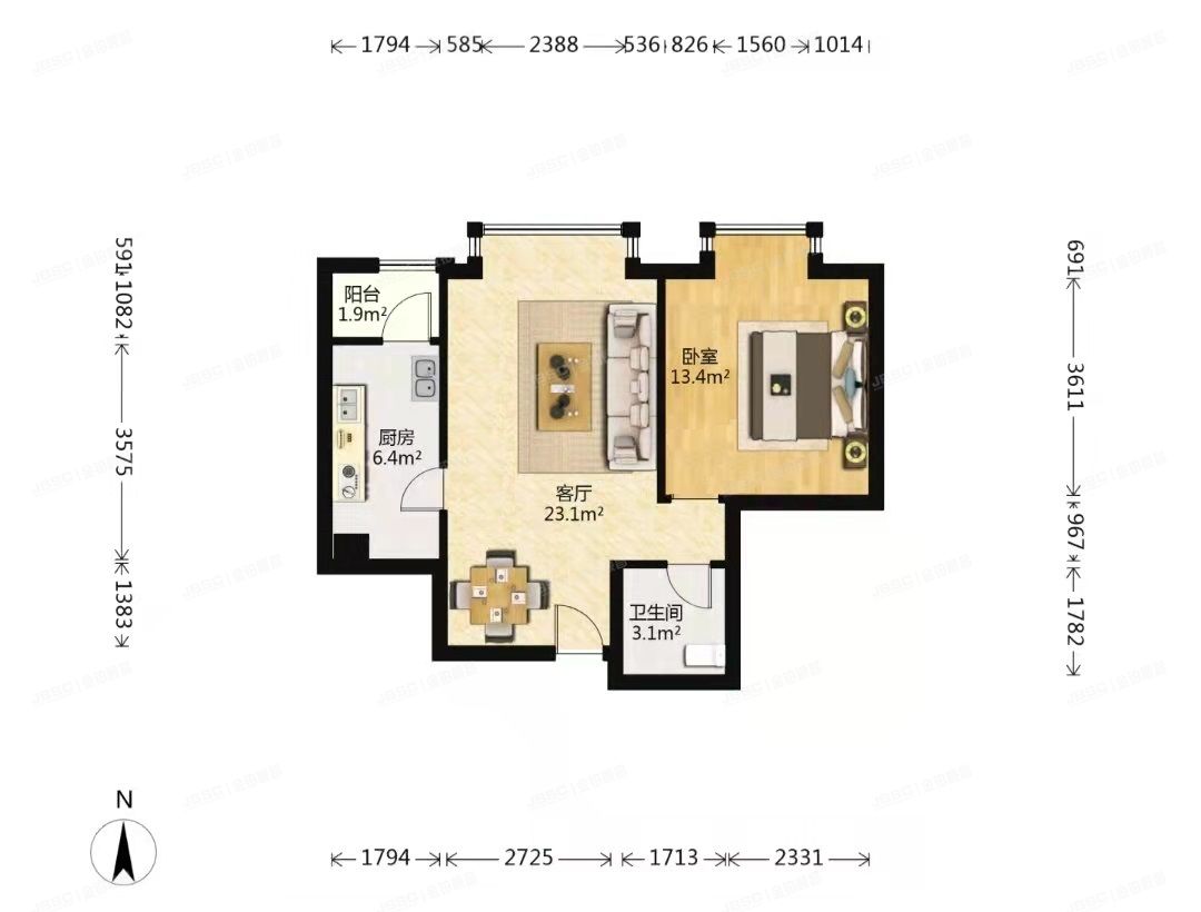朝阳区 广渠门外大街5号院53号楼12层1506室（富力城）