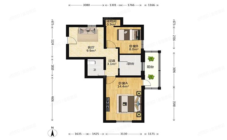 丰台区 西罗园四区31号楼12层1203 房改房