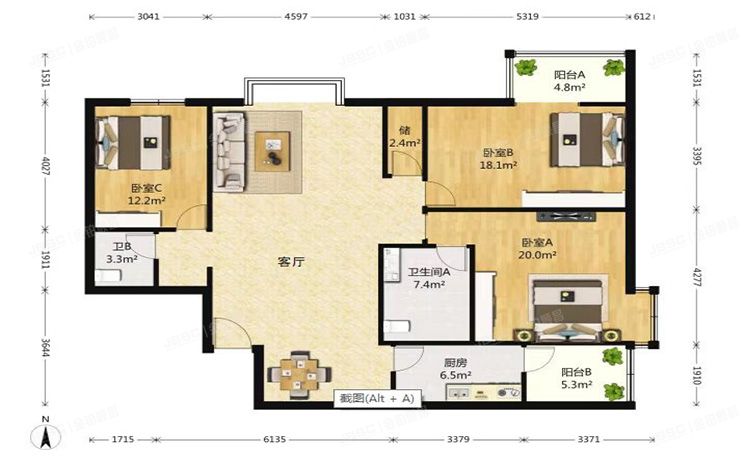 朝阳区 康堡花园1号楼6层3单元601