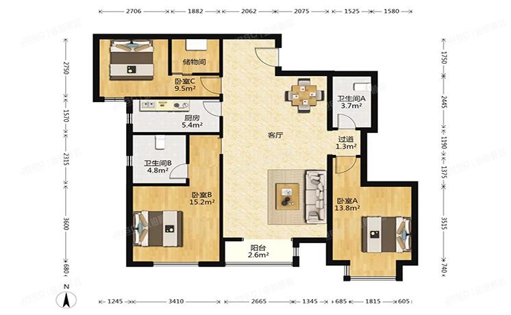 丰台区 万年花城二期15号楼17层1704