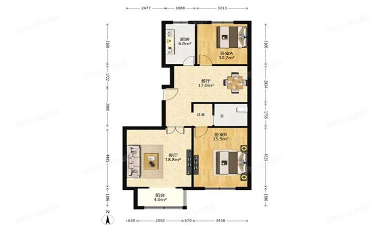 通州区 荔景园3号楼1层211号