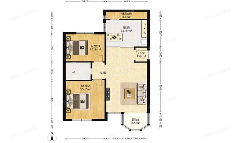 丰台区 草桥欣园三区2号楼12层3-1202