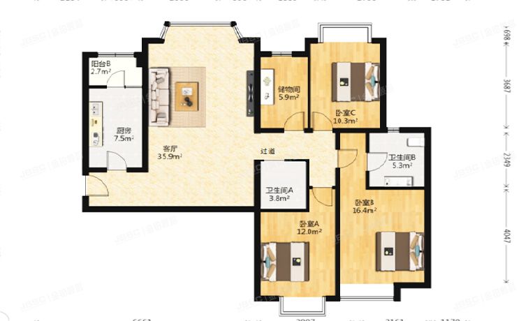 朝阳区 珠江帝景伯爵山3区305楼1层105