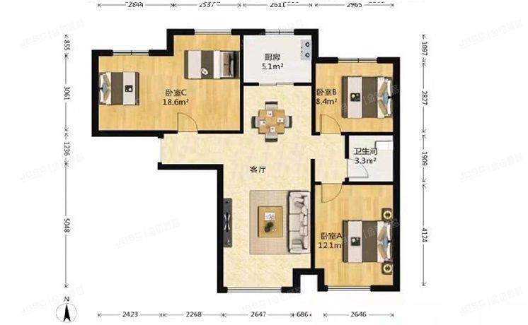 大兴区  保利春天里20号楼22层2单元2204