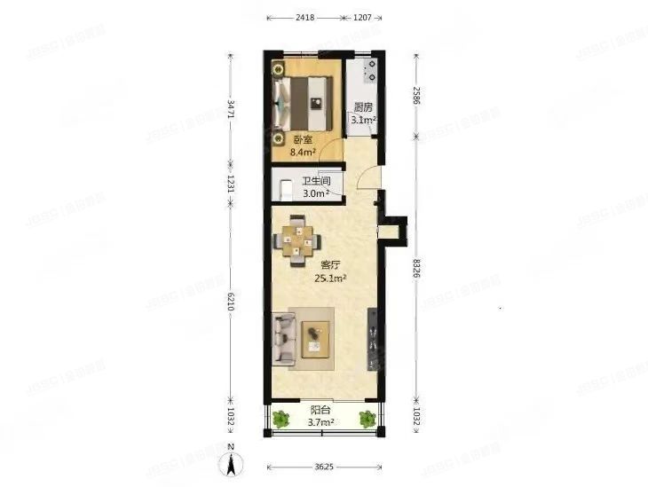 顺义区 仓上小区8号楼2层四单元202