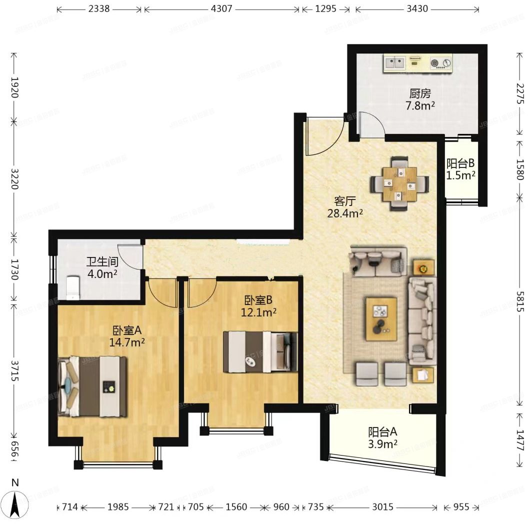 丰台区 丰桥路六号院3号楼20层2003（三环新城6号院）